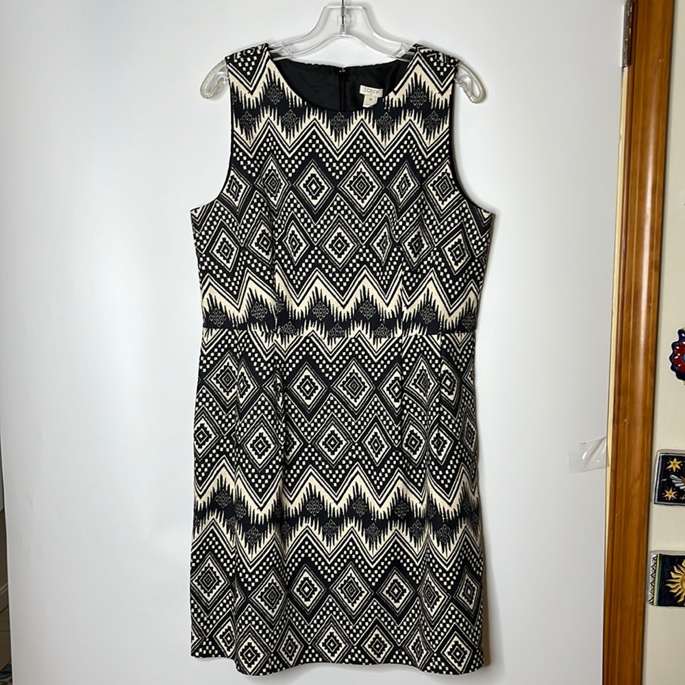 J Crew Womens Dress Shift Cotton Black White Sleeveless Lined 14 PLUS SIZE